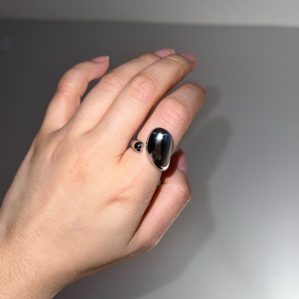 Raindrop Adjustable Silver Stainless Steel Statement Ring